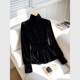 French unique super beautiful inner long -sleeved gold velvet shirt in winter light luxury high -level black plus velvet shirt
