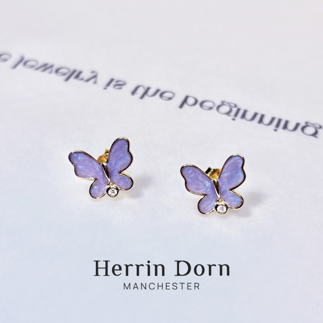Herrin Dorn gilt butterfly earrings earrings purple romantic light luxury high-end