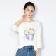 Ma Tiannu 2025 autumn new solid color embroidered round neck T-shirt mid-sleeved top stretch casual fashion versatile women