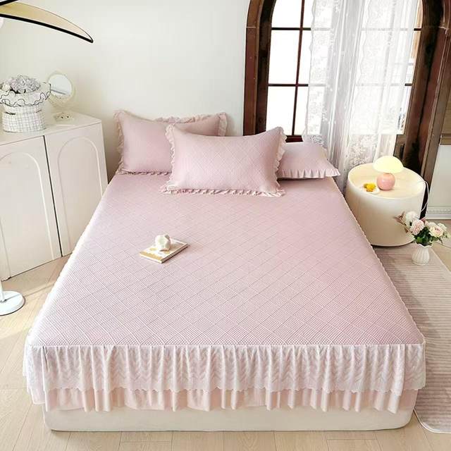 
Category A maternal and infant grade ice silk mat three-piece set bed skirt and fitted sheet washable machine washable air-conditioned mat 2025 summer style