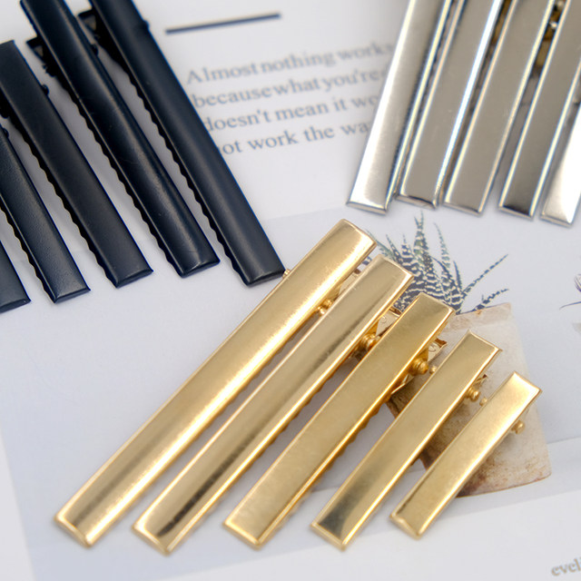 Duckbill clip gold black silver one-word hair clip handmade diy material crocodile square clip accessories color hair accessories hair clip