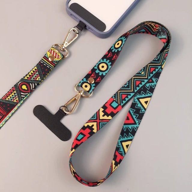 
Original high-end tribal style mobile phone diagonal lanyard adjustable wide anti-loss rope durable creative clip removable