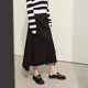 Amii2025 summer new minimalist Hong Kong style old-fashioned white slit A-line skirt cotton denim skirt women
