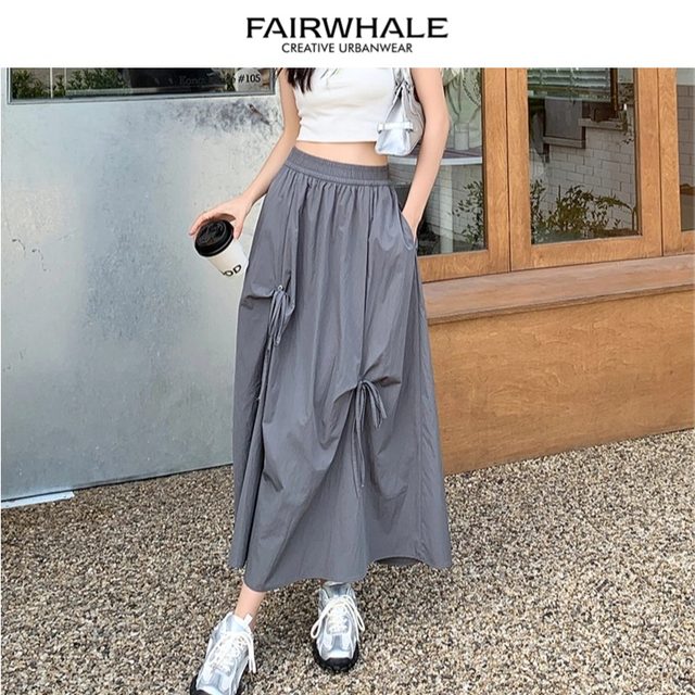 Mark Waffe white skirt for women 2025 new loose and slim A-line mid-length sweet and elegant skirt