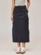 MoodBerry American retro design sense drawstring high waist skirt for women loose pocket work midi skirt