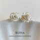 White camellia earrings for women, French style, light luxury, high-end, temperament, niche, unique and beautiful earrings