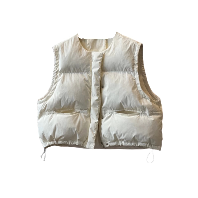 Collarless down cotton short vest for women 2024 autumn and winter new loose and fashionable high-end bread suit warm cotton suit