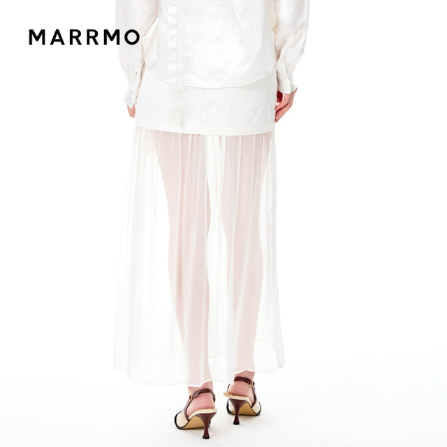 MARRMO/Ma Qian 2025 summer new versatile perspective mesh spliced ​​denim skirt