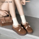 Western lamb fur plus wool shoes for women in autumn and winter suede leather shoes for women wearing cotton shoes thick-soled loafers
