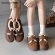 Western lamb fur plus wool shoes for women in autumn and winter suede leather shoes for women wearing cotton shoes thick-soled loafers
