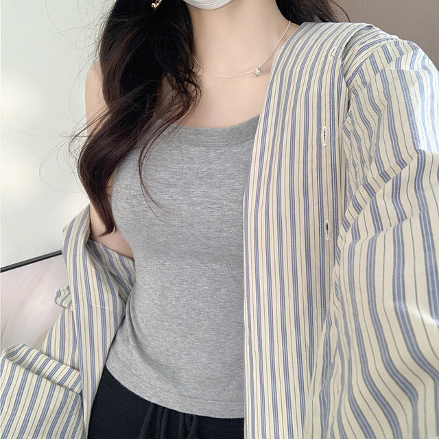 Winter 2025 solid color inner camisole women's slim-fitting one-piece sleeveless top with breast pads