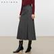 
Jonnie Wen Commuting Simple Skirt 2024 Winter New Solid Color High Waist Compression Pleated A-line Mid-Long Skirt for Women