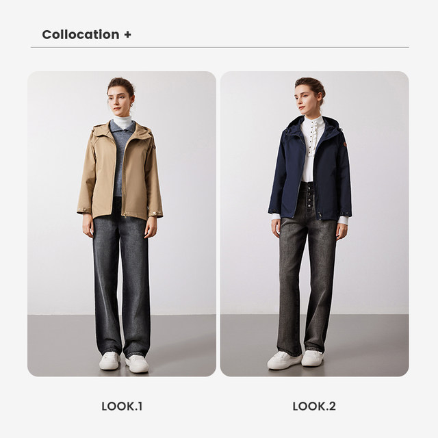 Navigare Italian small sailboat loose windbreaker for women autumn fashion hooded jacket commuting mid-length jacket