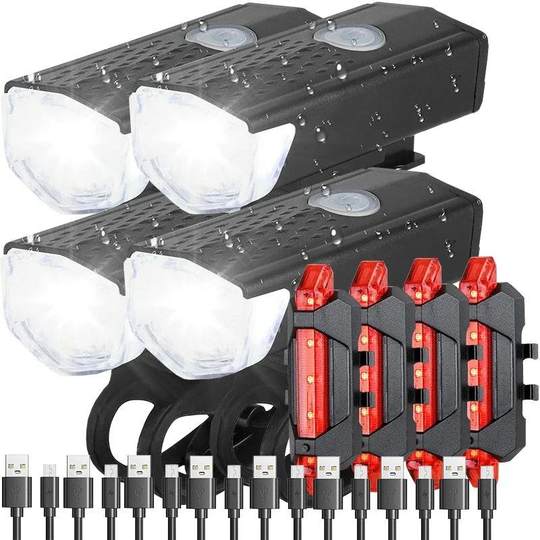 Bike Light Bicycle Headlight Taillight Rechargeable Front an