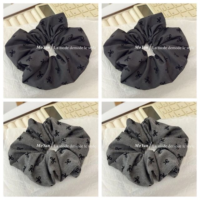 2025 new bow with polka dots large intestine hair rope hair ring retro head rope meatball temperament headdress hot style women