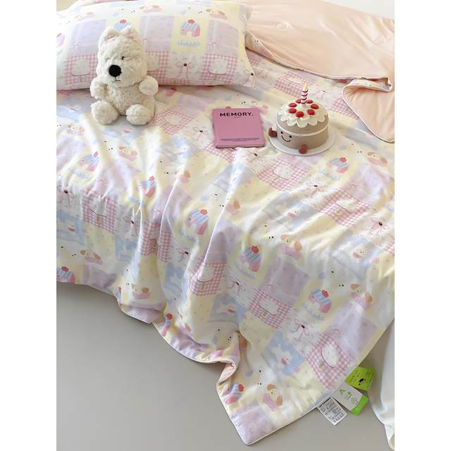 
A-grade cotton maternal and infant grade double-layer yarn + cool ice skin summer quilt air-conditioned quilt summer ice silk dual-use thin quilt machine washable