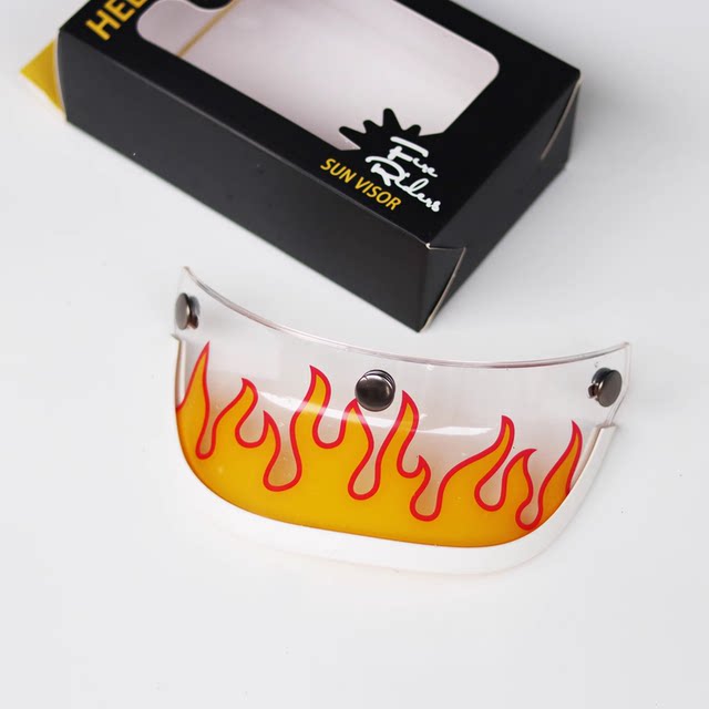 
fireriders retro helmet brim flame plaid cartoon personality visor duck tongue motorcycle decoration