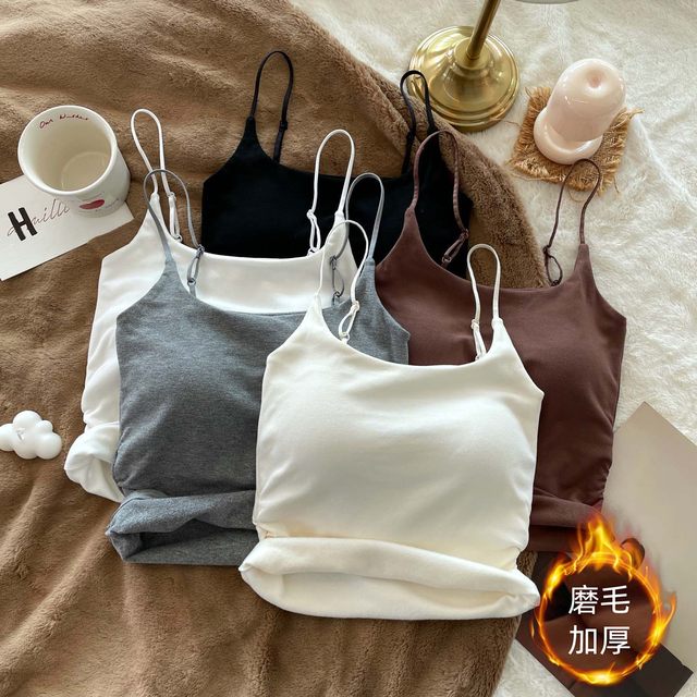 wan can be used as a base! Velvet warm camisole women's inner wear with chest pad autumn and winter new brushed thickened top