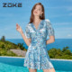 
zoke/Zhouke high-end V-neck backless slim island vacation skirt one-piece swimsuit for women 2025 new