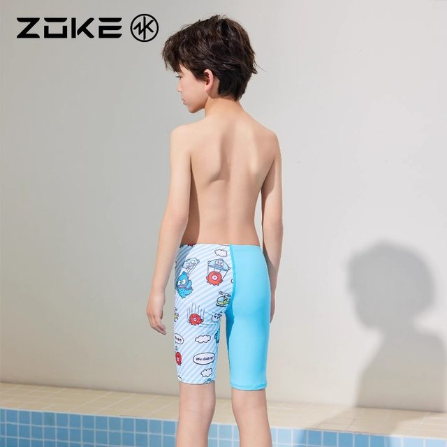 zoke/zhouke children's swimsuit five-point swimming trunks professional swimming boys hot spring vacation quick-drying racing middle and older children