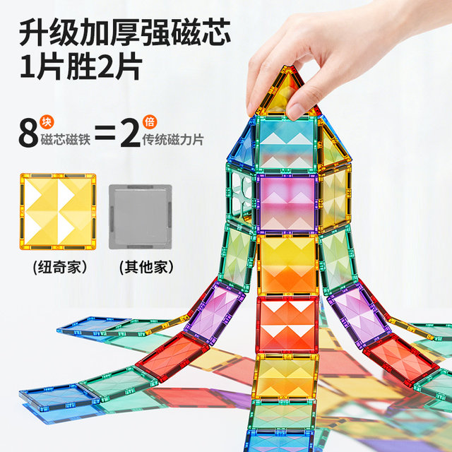 Newqi children's magnetic piece color window drill surface magnetic building blocks for boys and girls assembly diagram puzzle birthday gift toys