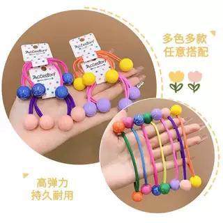 
Candy color cute rubber band headband tie hair princess headband student children thick hair accessories ball headband hair ring