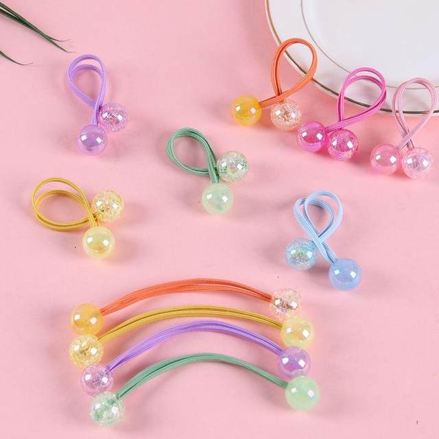 
Candy color cute rubber band headband tie hair princess headband student children thick hair accessories ball headband hair ring
