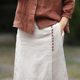 Solid color mid-length 2025 original hemp color literary irregular splicing skirt linen commuter slit A-line skirt summer