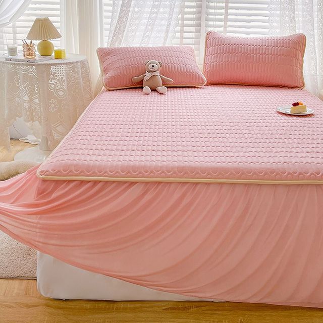 Latex bed skirt Summer ice silk mat, maternal and infant A single -person foldable machine, wash student dormitory bed sheet three -piece