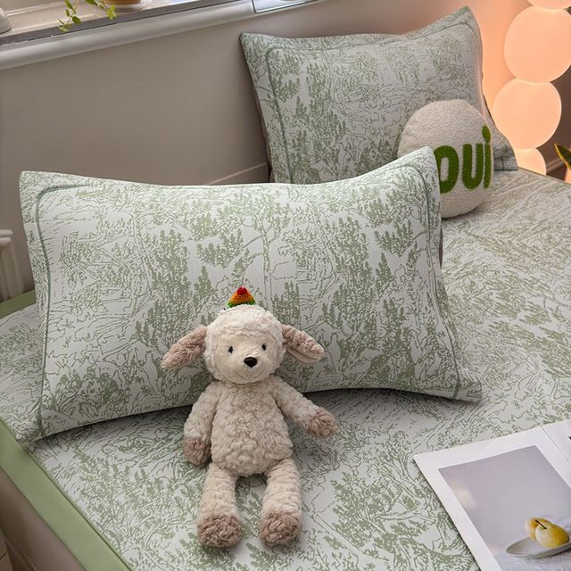 
Class A maternal and infant grade fresh green floral summer ice silk mat summer 2025 new machine washable air-conditioned soft mat