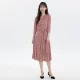 
Huaye silk v-neck dress 2025 summer new lace-up printed 7-quarter sleeve large-size midi skirt