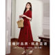 Blue language large size women's clothing temperament red engagement important occasion dress for summer waist-hugging and slimming lace-up A-line skirt