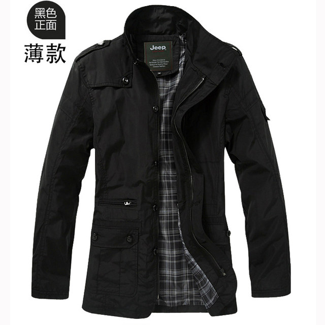 200Jin [Jin equals 0.5 kg] Jacket for men's spring and autumn large size middle-aged thin men's casual windbreaker mid-length stand-up collar jacket daddy suit
