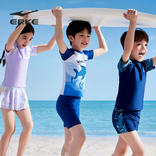 erke/Hongxing Erke boys and girls swimsuits for children 2025 medium and large children split boxer pants children swimsuits