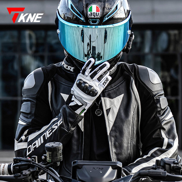 TKNE motorcycle winter gloves KP9 carbon fiber anti-fall motorcycle equipment for men and women, windproof, velvet, warm and waterproof