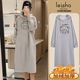 Women's sweatshirt skirt spring and autumn 2025 new loose casual hooded top mid-length dress autumn and winter plus velvet