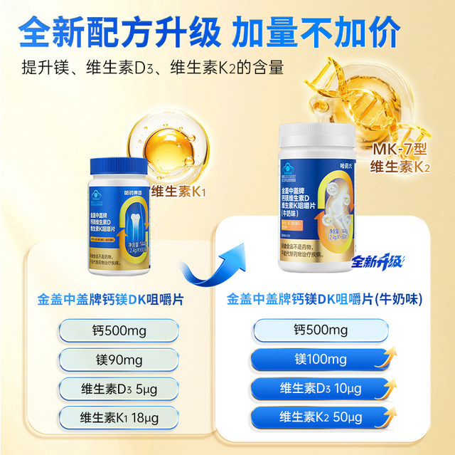 
Harbin Pharmaceutical No. 6 Factory Golden Cap, Middle Cap, Calcium and Magnesium for Middle-aged and Elderly Children, Vitamin DK, Calcium Supplement, Four-in-One Genuine Product