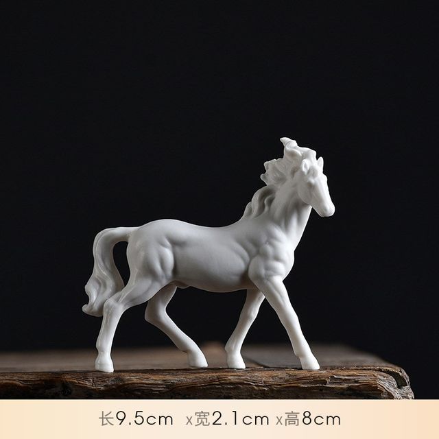 High-quality Dehua white porcelain animal white horse desktop small ornaments home gardening sand table water flow device landscaping ceramic accessories