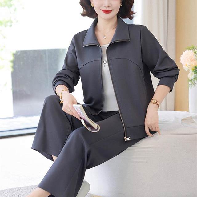 2025 New Mommy Fashion Suit Women's Middle-aged and Elderly Women's Spring and Autumn Casual Sportswear Two-piece Set