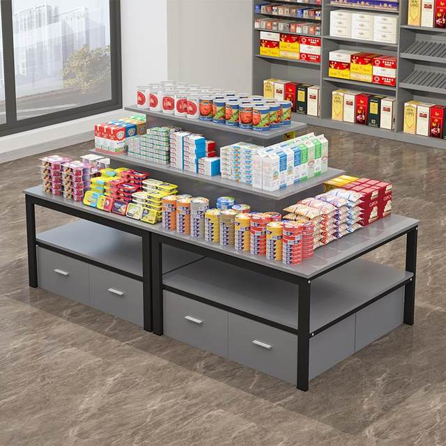 Supermarket island display cabinet, cosmetics and shoe display rack, stationery shelf, maternal and child store display rack, flow table