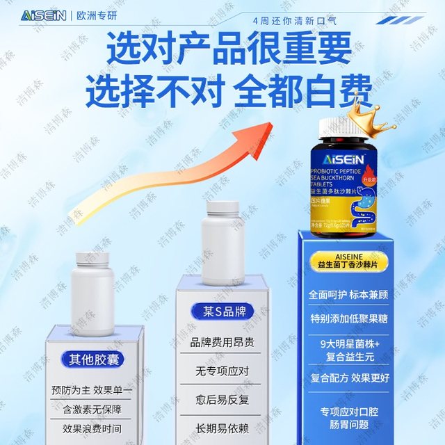 Probiotic polypeptide sea buckthorn tablet bad breath gastrointestinal women men oral stomach fire heavy mouth smell non-capsules