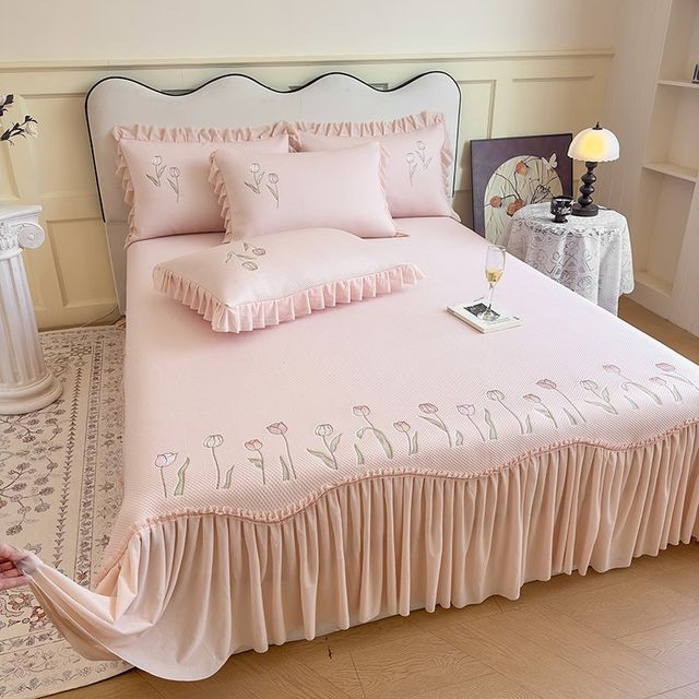 
Category A maternal and infant grade ice bean mat three-piece bed cover bed skirt summer ice silk mat air-conditioned soft mat cooling powder