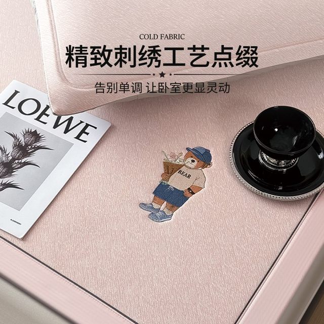 
Summer ice silk mat three-piece k set machine washable air-conditioned mat a type mother and baby grade bed sheet household cool soft mat powder