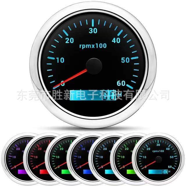 
Cross-border hot-selling 85mm tachometer multi-color backlight belt hourly meter 000-8000RPM