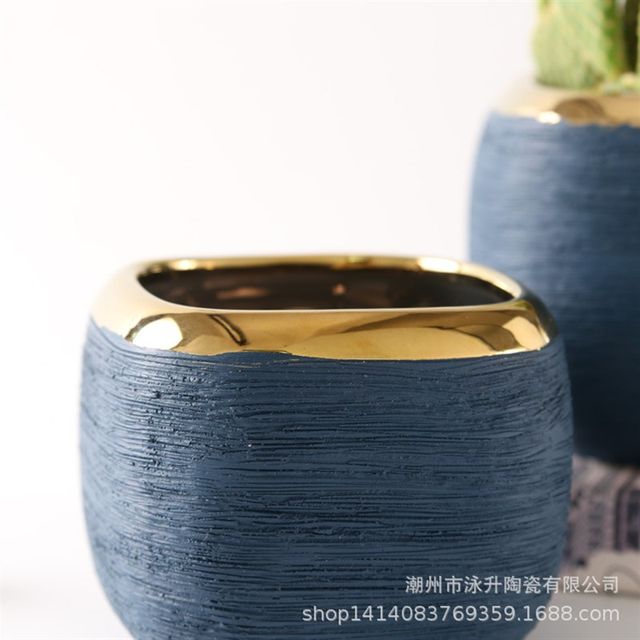 Creative hand-made brushed ceramic flower pot ornaments indoor balcony home gardening decoration succulent small flower pot
