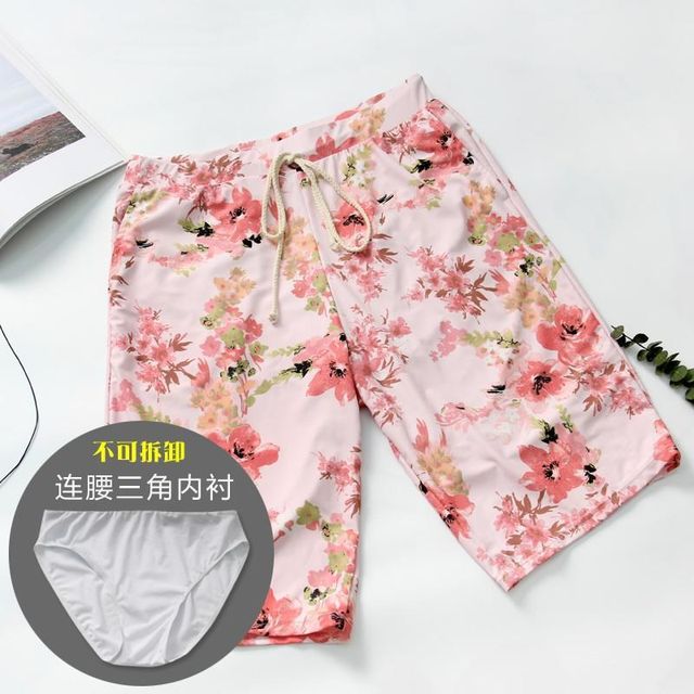 
Couple swimsuit ins style underwire push-up bikini three-piece cover-up skirt style women's swimwear men's beach pants