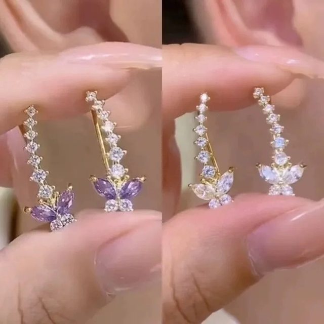 
Design sense, niche temperament, elegant purple butterfly earrings, light luxury and versatile_WF