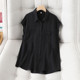 Drooping breathable sleeveless Tennis denim shirt for women's thin summer Korean casual and versatile loose white shirt top