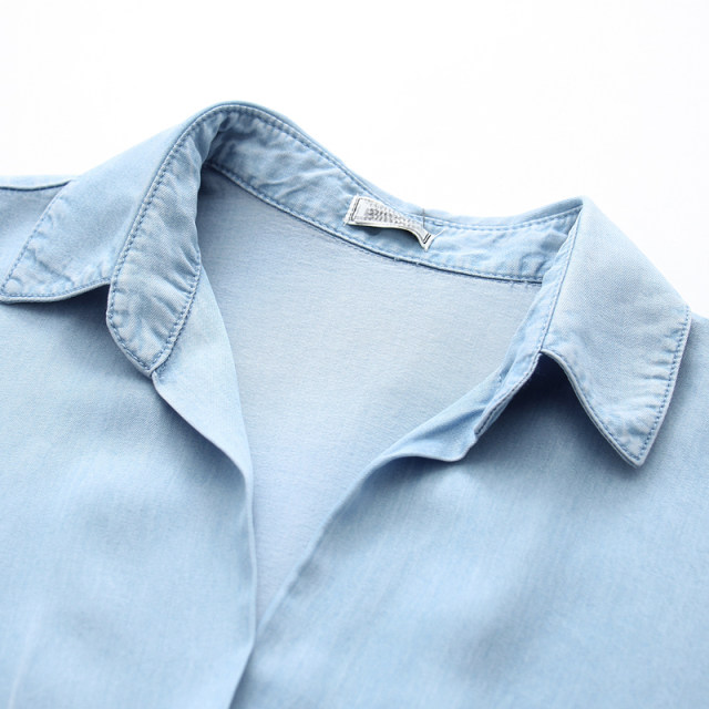 Tennis denim shirt for women in spring and summer new Korean style slim mid-sleeved loose versatile jacket base shirt top trendy