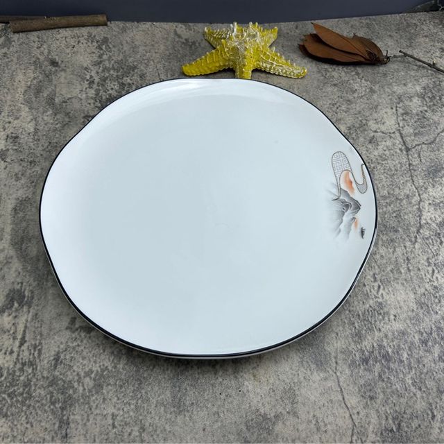 
Steak plate ceramic lace round Western food plate household dish plate shallow plate flat plate dish Western tableware